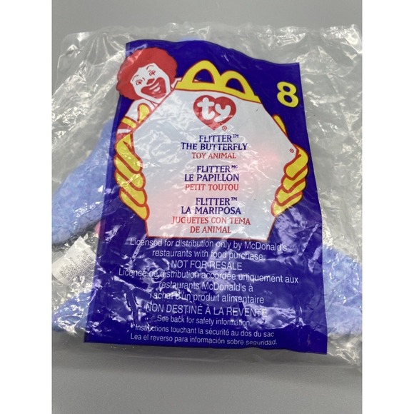 Ty Other - Mcdonald's Happy Meal Toy Flutter the Butterfly #8 Ty Beanie Baby New‎